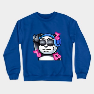 Panda music twitch emote, bear headphone sub emoji, kawaii cute animals, metalhead, rock, trap, party Crewneck Sweatshirt